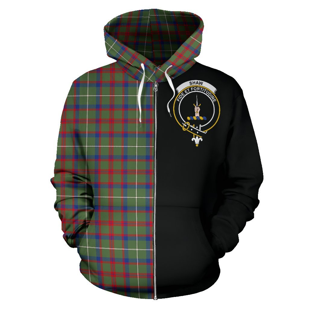 Shaw Green Modern Tartan Crest Zipper Hoodie - Half Of Me Style