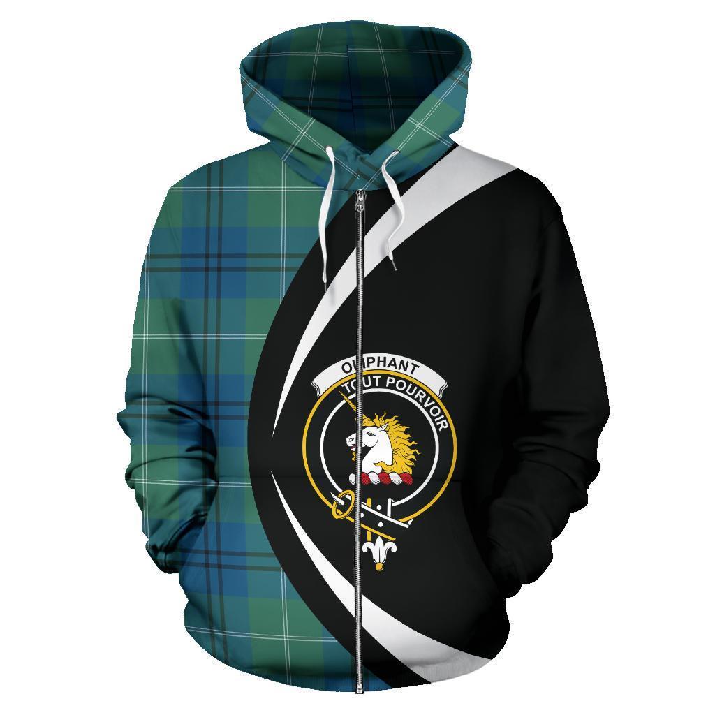 Oliphant Ancient Tartan Crest Zipper Hoodie - Circle Style