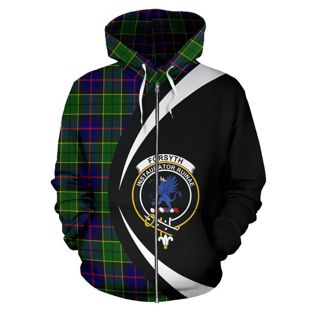 Forsyth Modern Tartan Crest Zipper Hoodie - Circle Style