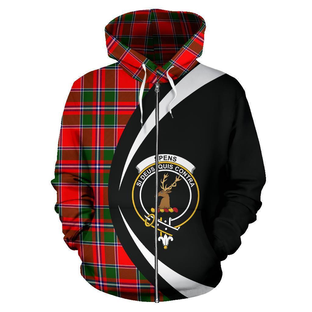 Spens Modern Tartan Crest Zipper Hoodie - Circle Style