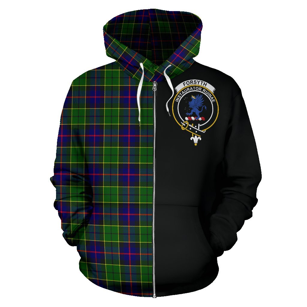 Forsyth Modern Tartan Crest Zipper Hoodie - Half Of Me Style