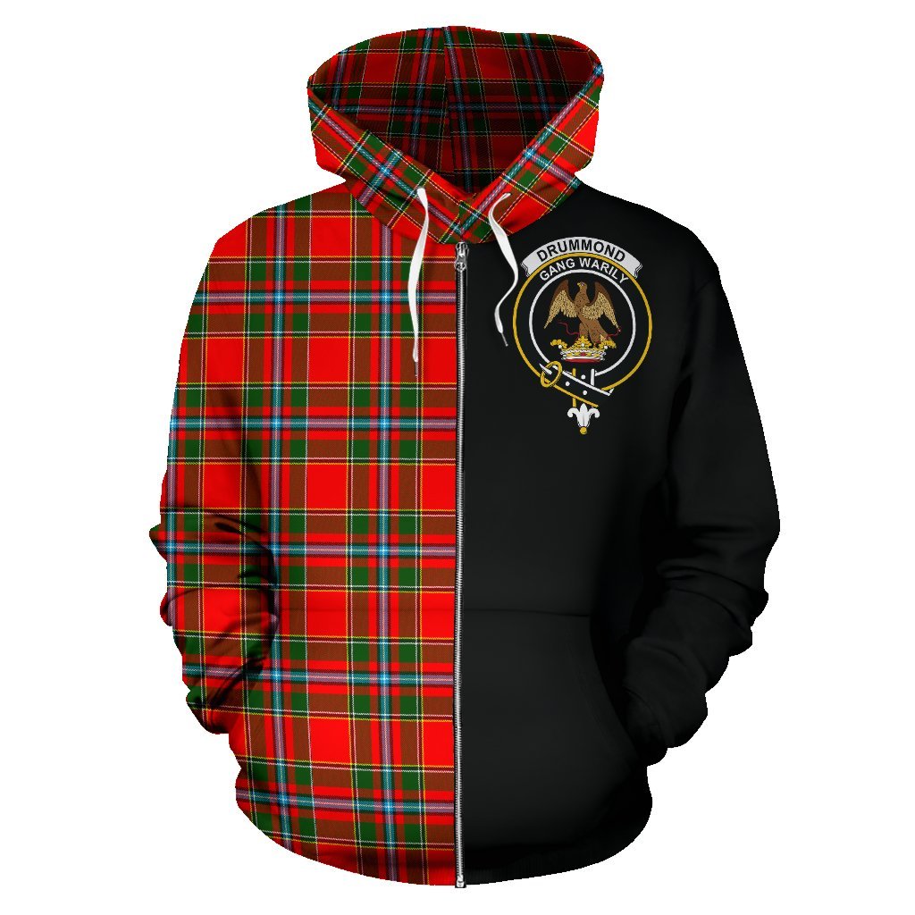 Drummond of Perth Tartan Crest Zipper Hoodie - Half Of Me Style