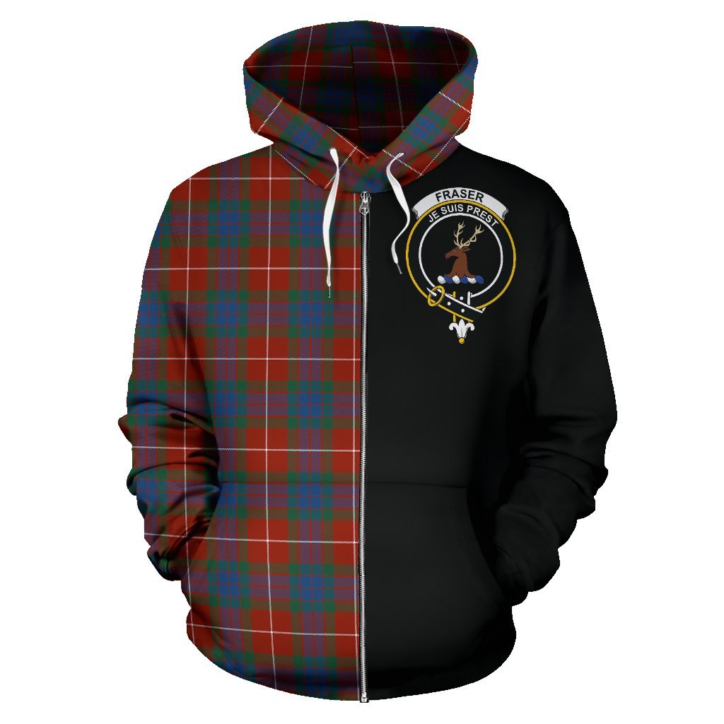 Fraser Ancient Tartan Crest Zipper Hoodie - Half Of Me Style