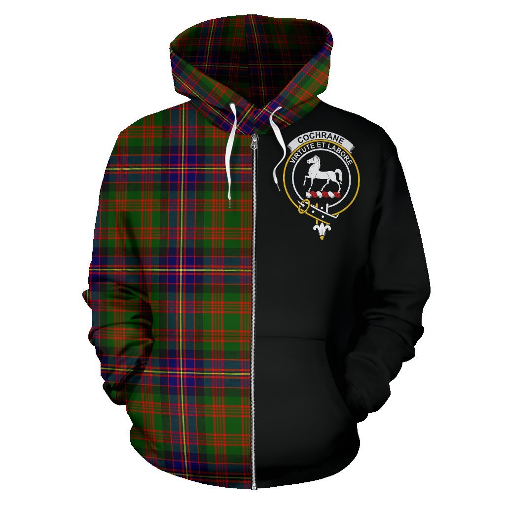 Cochrane Modern Tartan Crest Zipper Hoodie - Half Of Me Style