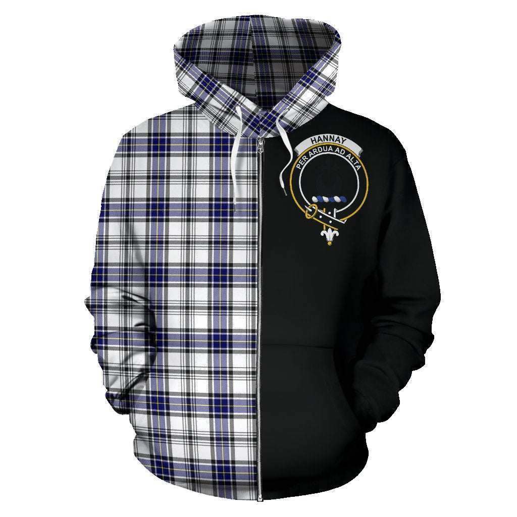 Hannay Modern Tartan Crest Zipper Hoodie - Half Of Me Style