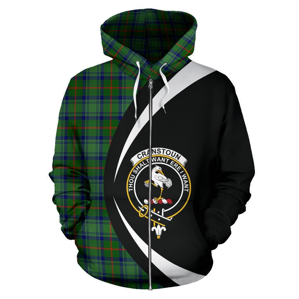 Cranstoun Tartan Crest Zipper Hoodie - Circle Style