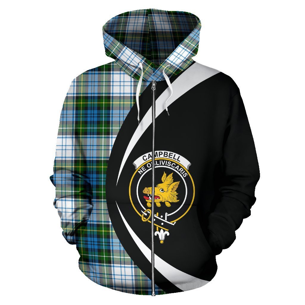 Campbell Dress Tartan Crest Zipper Hoodie - Circle Style