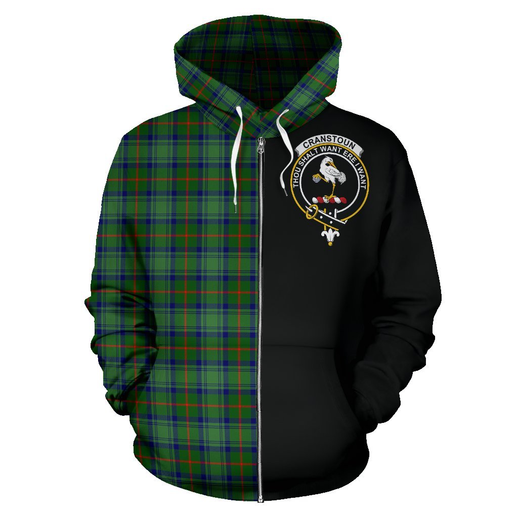 Cranstoun Tartan Crest Zipper Hoodie - Half Of Me Style