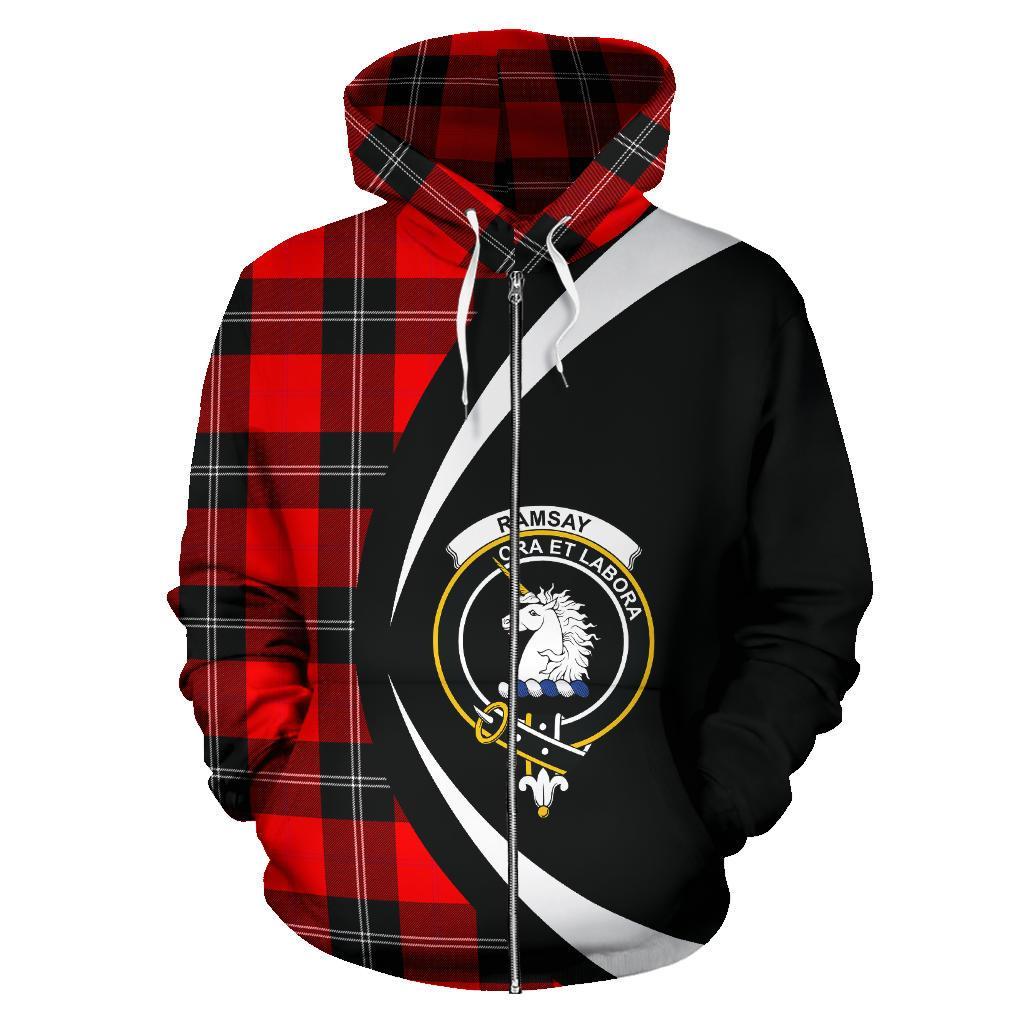 Ramsay Modern Tartan Crest Zipper Hoodie - Circle Style