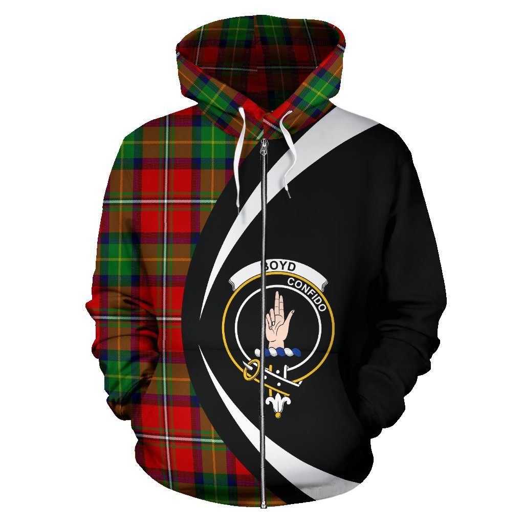 Boyd Modern Tartan Crest Zipper Hoodie - Circle Style