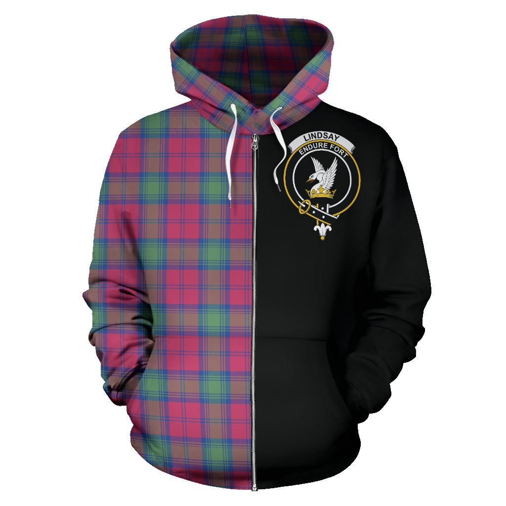 Lindsay Ancient Tartan Crest Zipper Hoodie - Half Of Me Style