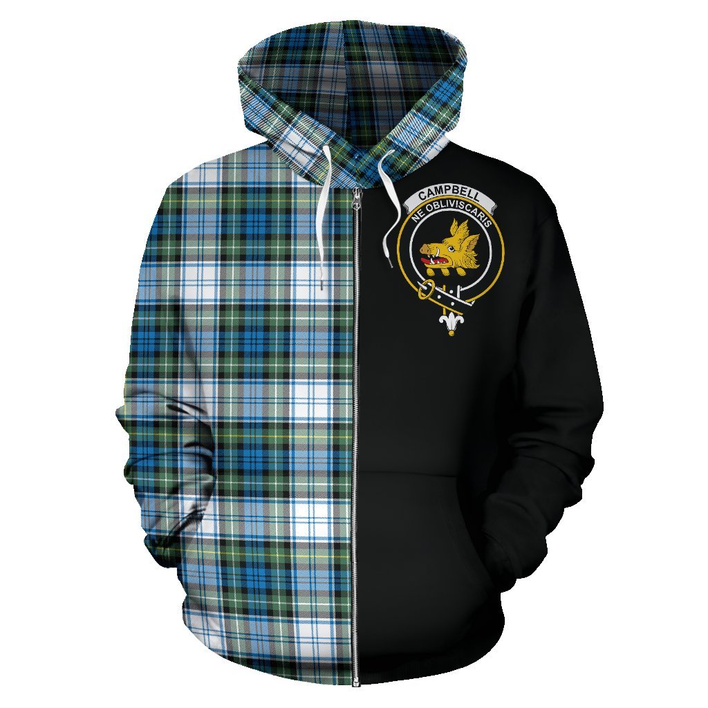 Campbell Dress Ancient Tartan Crest Zipper Hoodie - Half Of Me Style