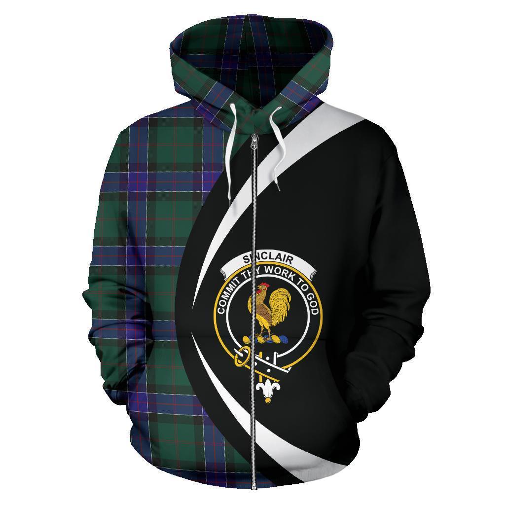 Sinclair Hunting Modern Tartan Crest Zipper Hoodie - Circle Style