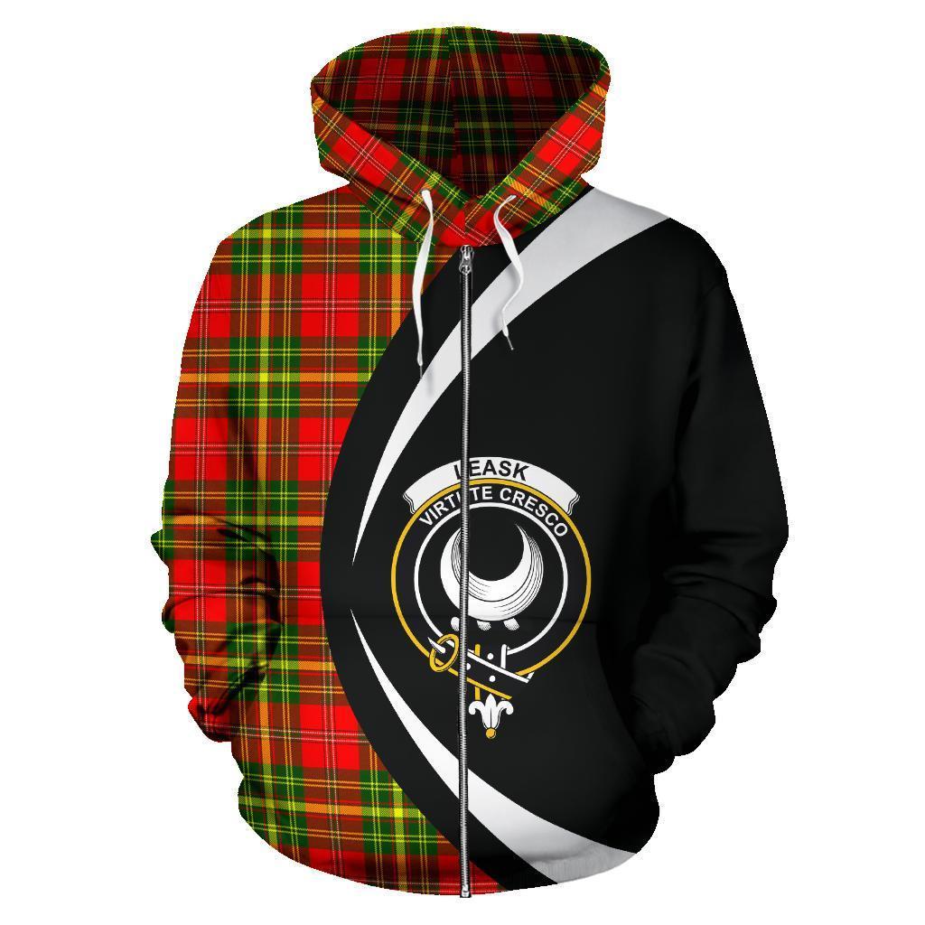 Leask Tartan Crest Zipper Hoodie - Circle Style