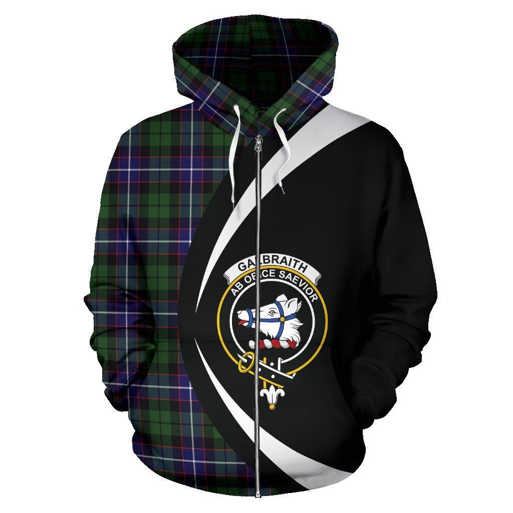 Galbraith Modern Tartan Crest Zipper Hoodie - Circle Style