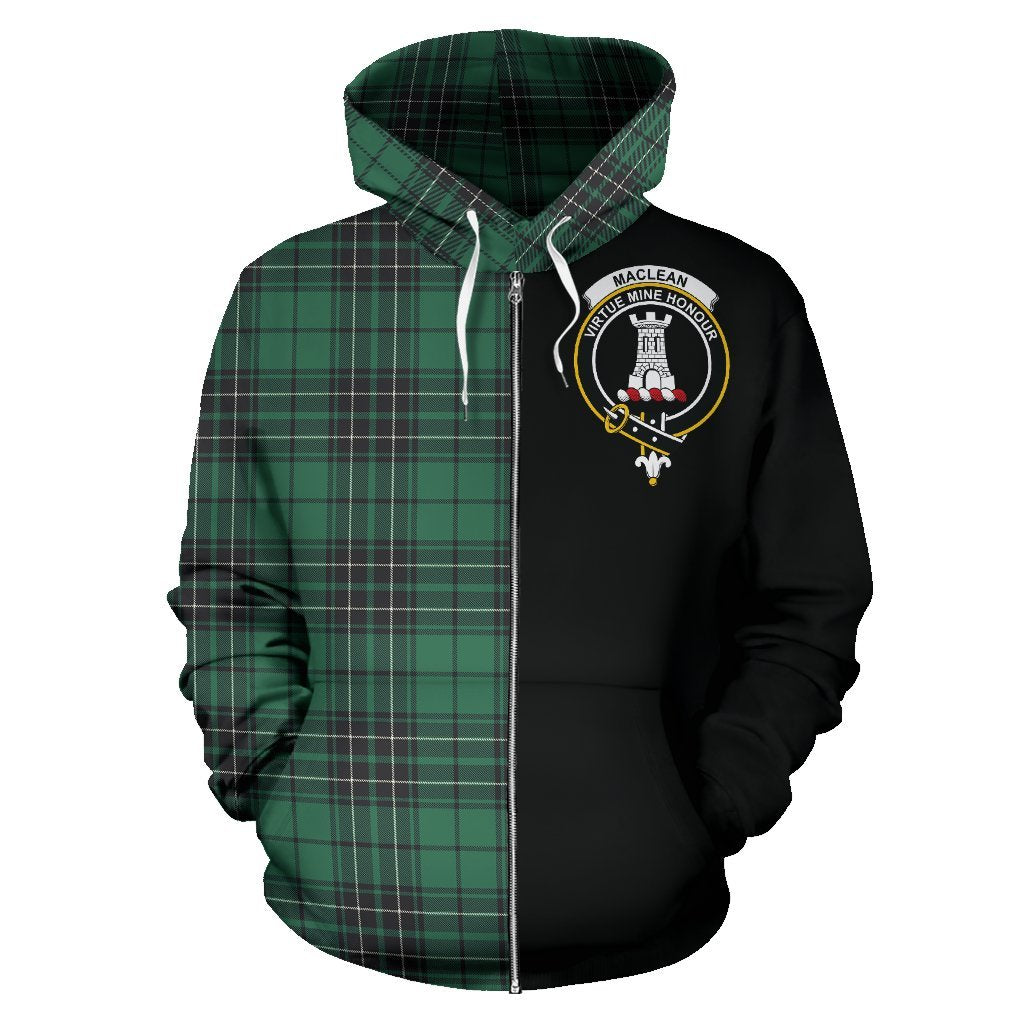 MacLean Hunting Ancient Tartan Crest Zipper Hoodie - Half Of Me Style