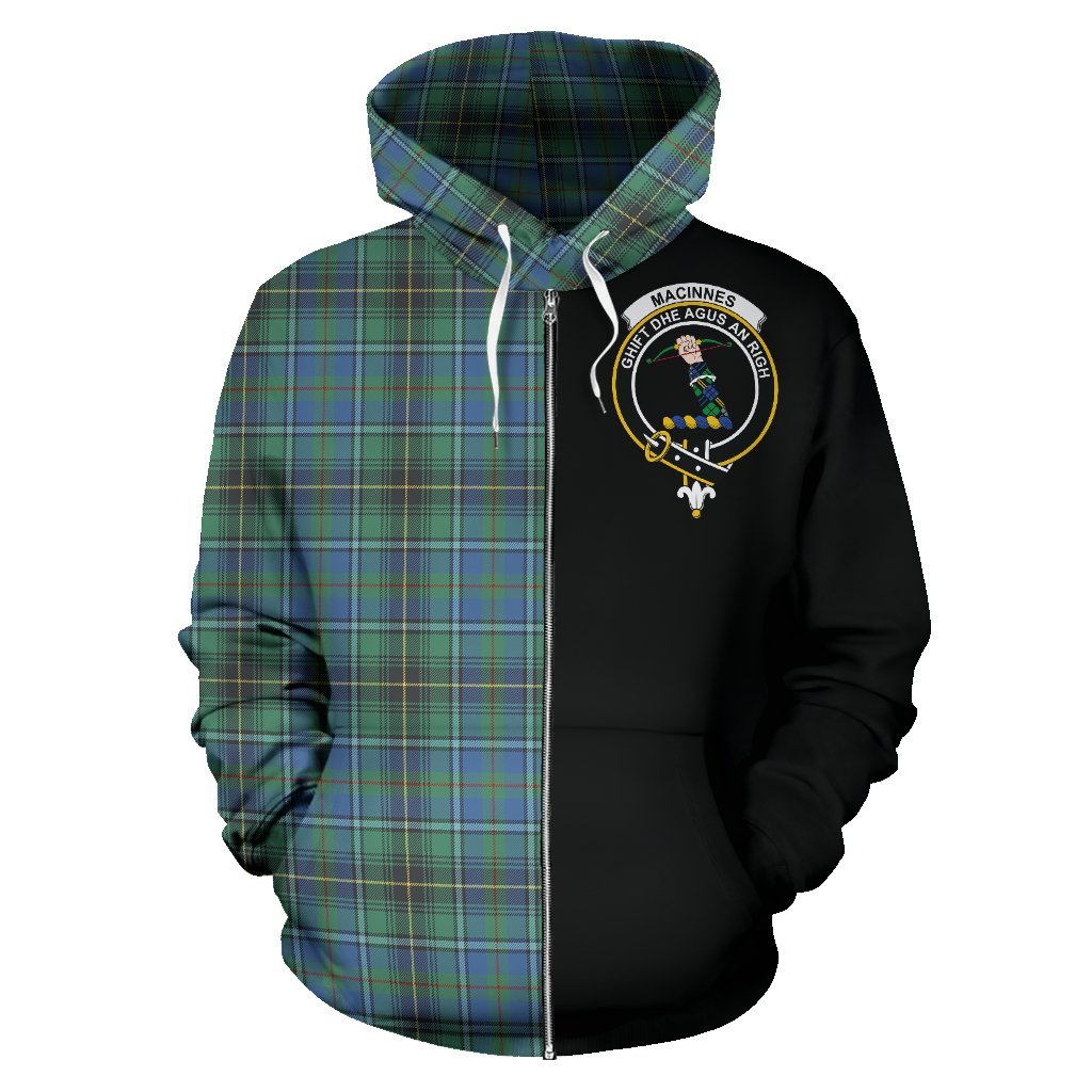 MacInnes Ancient Tartan Crest Zipper Hoodie - Half Of Me Style