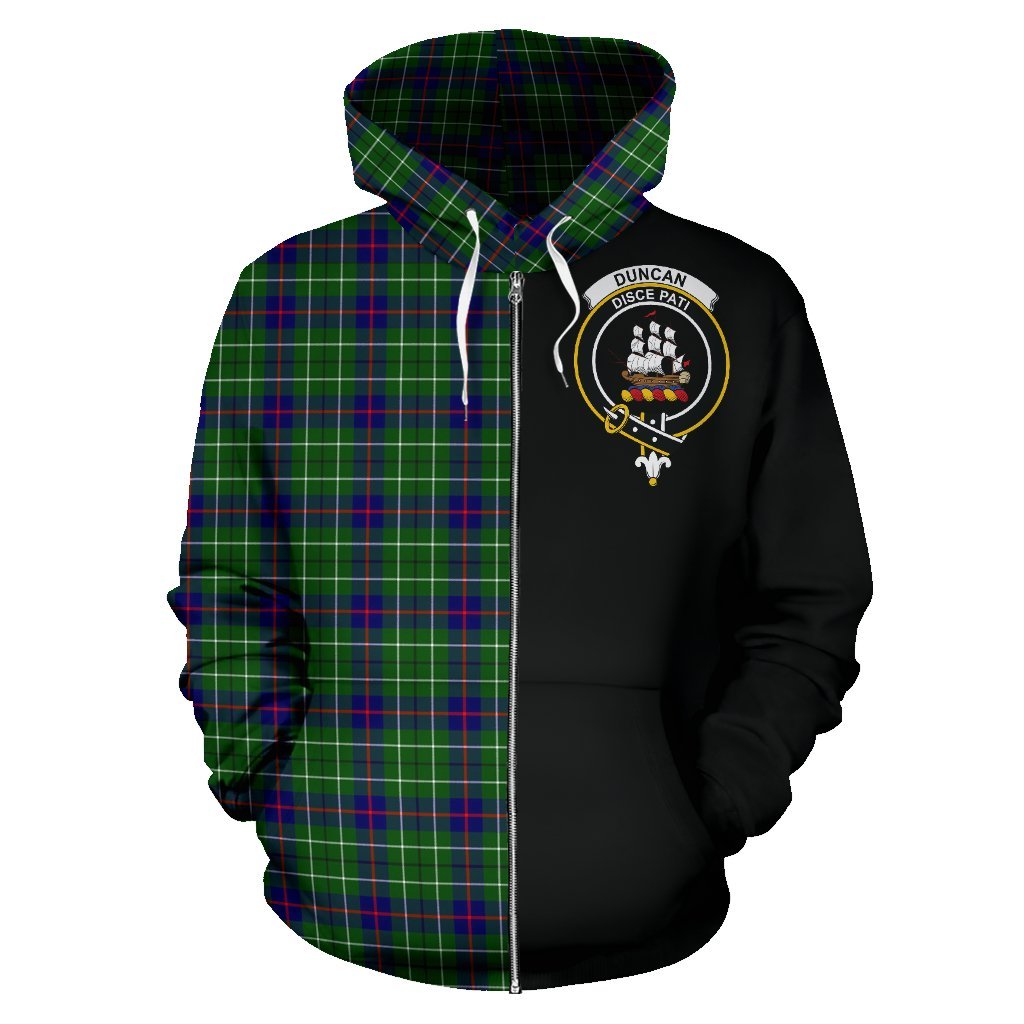 Duncan Modern Tartan Crest Zipper Hoodie - Half Of Me Style