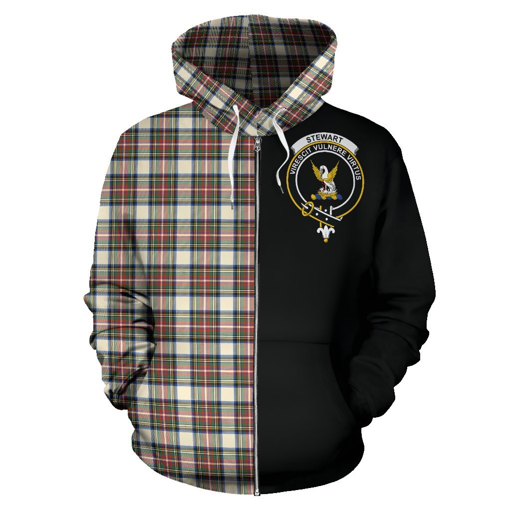 Stewart Dress Ancient Tartan Crest Zipper Hoodie - Half Of Me Style