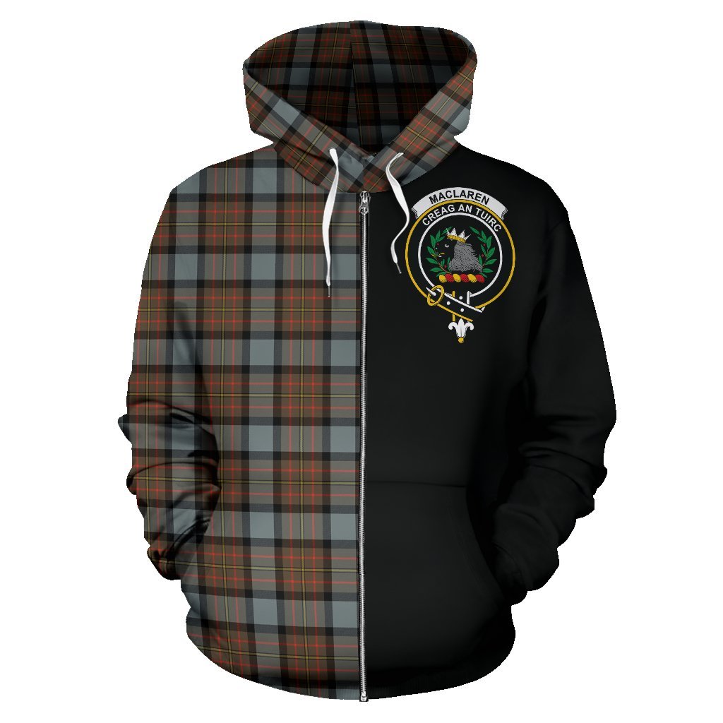 MacLaren Weathered Tartan Crest Zipper Hoodie - Half Of Me Style