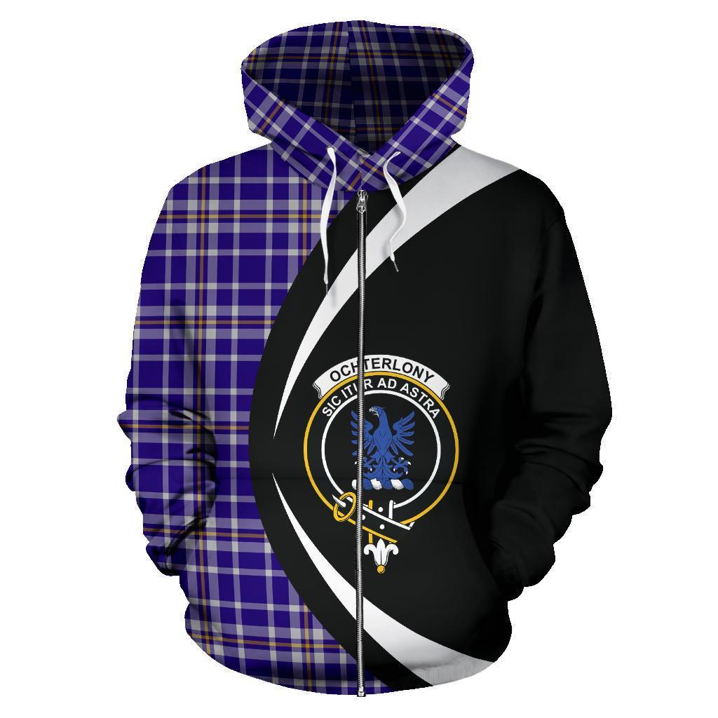 Ochterlony Tartan Crest Zipper Hoodie - Circle Style