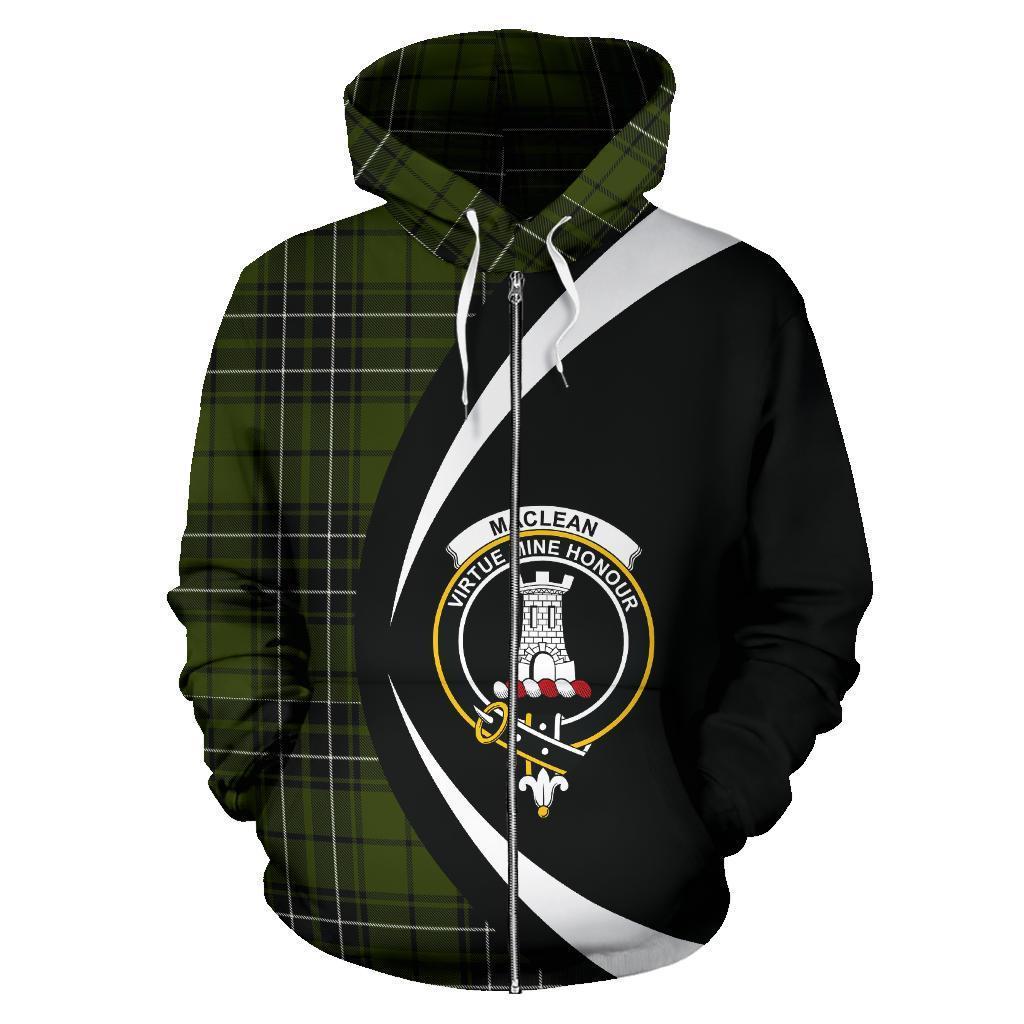 MacLean Hunting Tartan Crest Zipper Hoodie - Circle Style