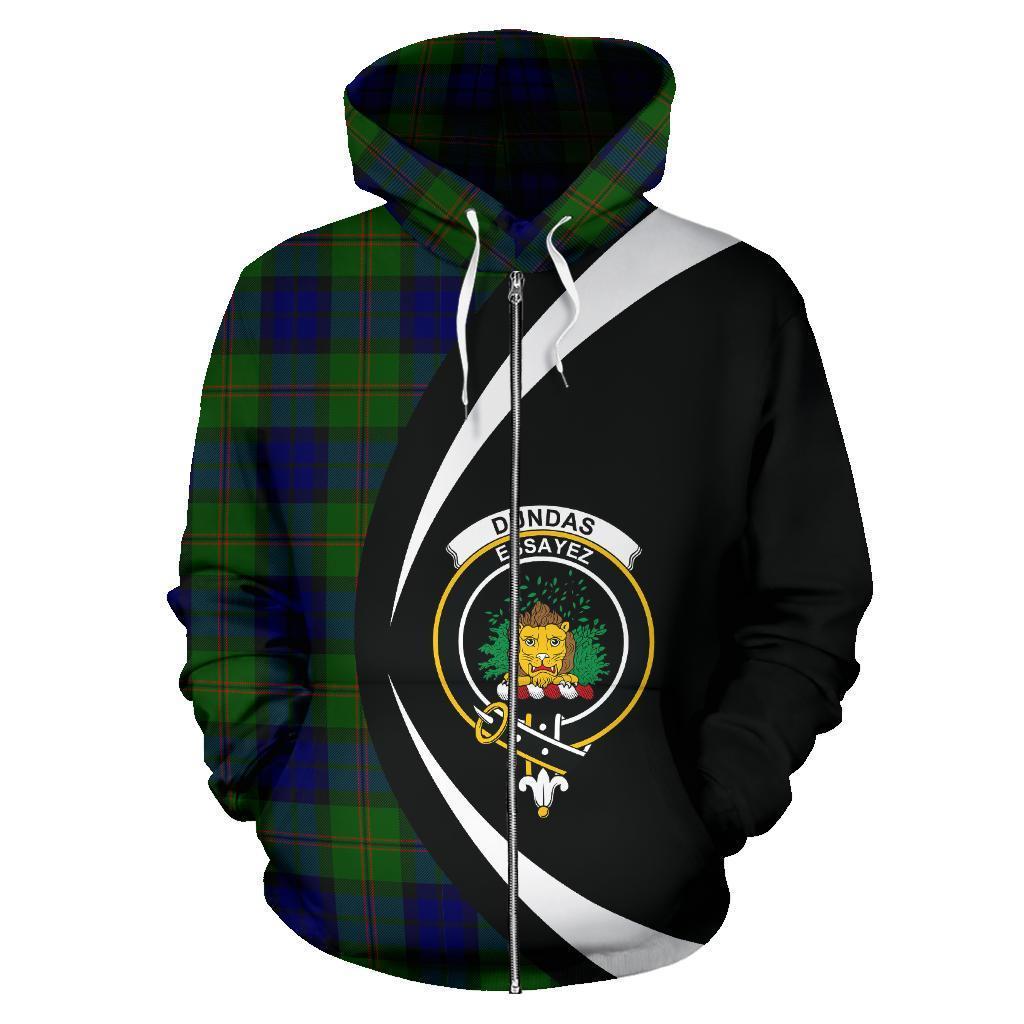 Dundas Modern Tartan Crest Zipper Hoodie - Circle Style