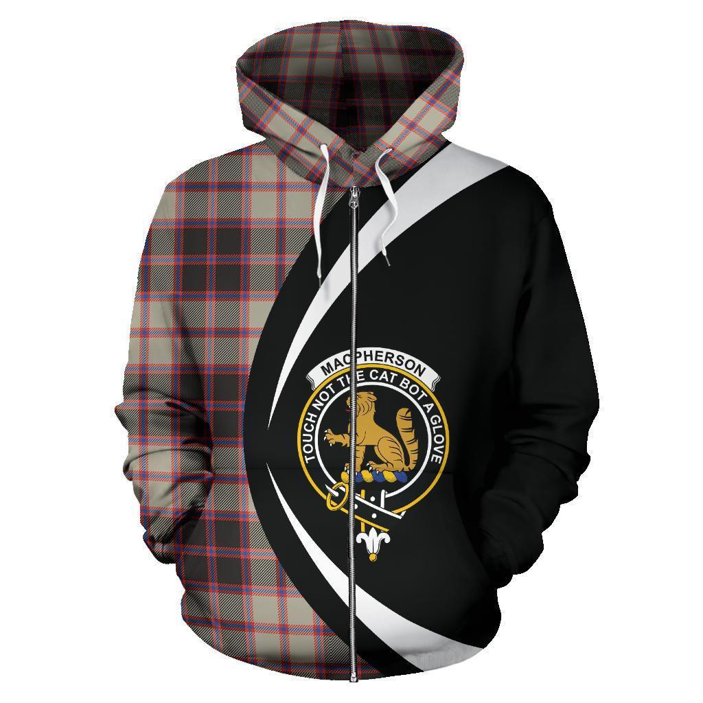 MacPherson Hunting Ancient Tartan Crest Zipper Hoodie - Circle Style