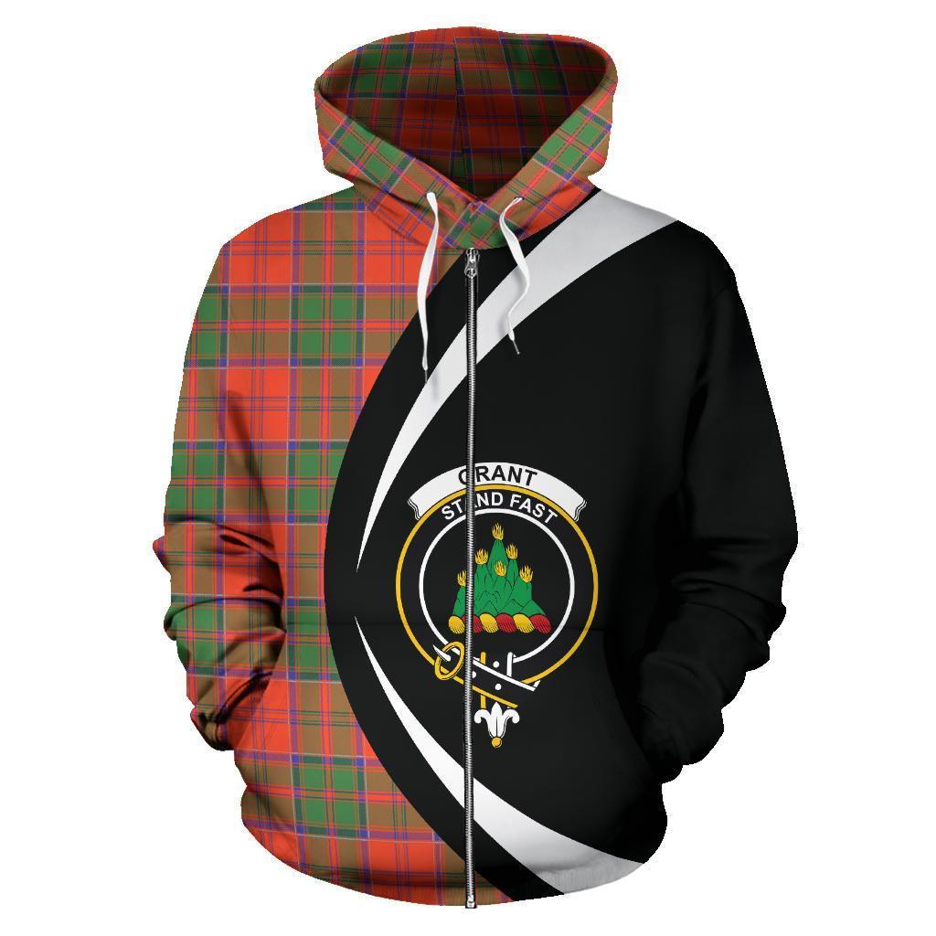 Grant Ancient Tartan Crest Zipper Hoodie - Circle Style