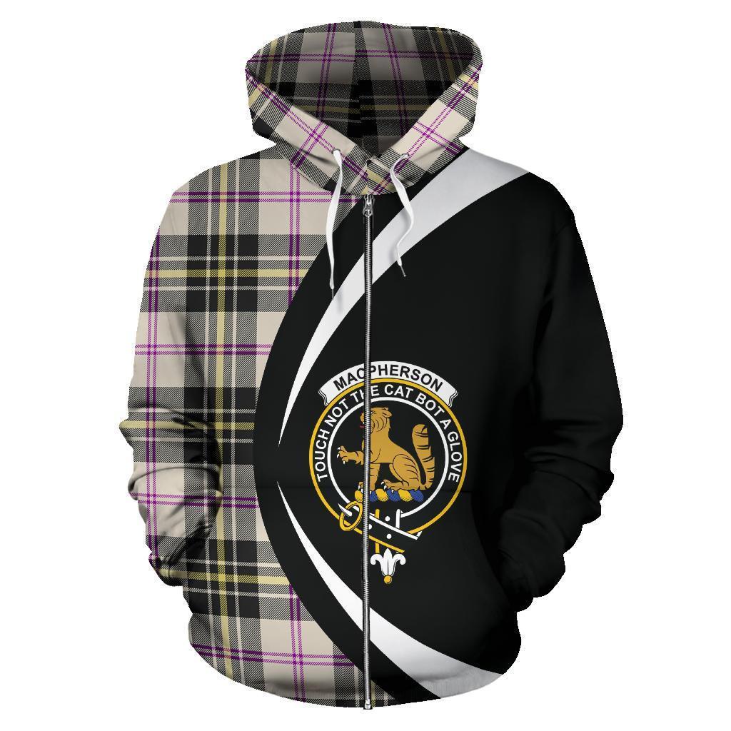 MacPherson Dress Ancient Tartan Crest Zipper Hoodie - Circle Style