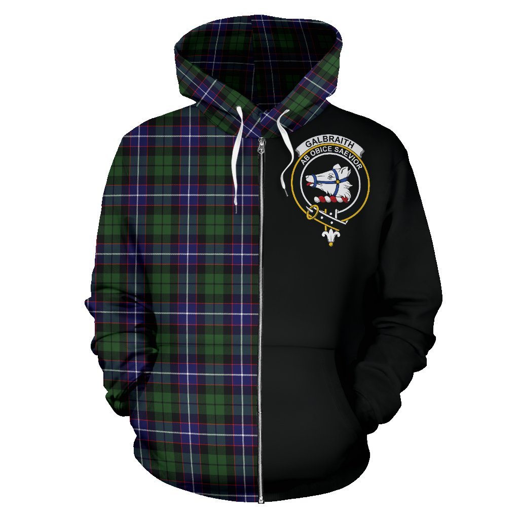 Galbraith Modern Tartan Crest Zipper Hoodie - Half Of Me Style