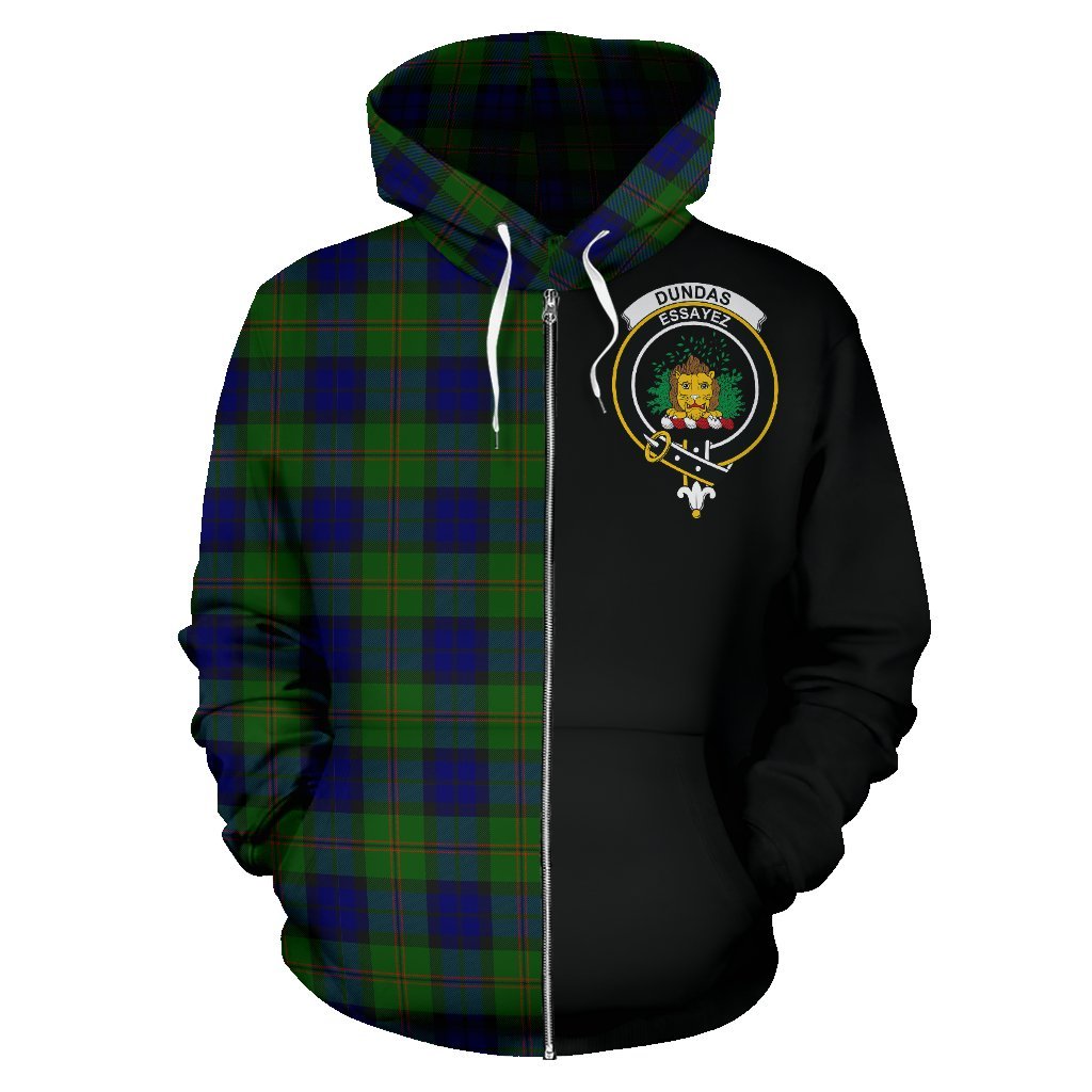 Dundas Modern Tartan Crest Zipper Hoodie - Half Of Me Style