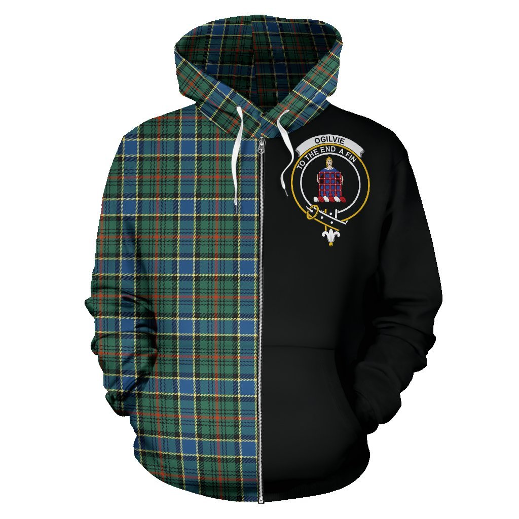 Ogilvie Hunting Ancient Tartan Crest Zipper Hoodie - Half Of Me Style