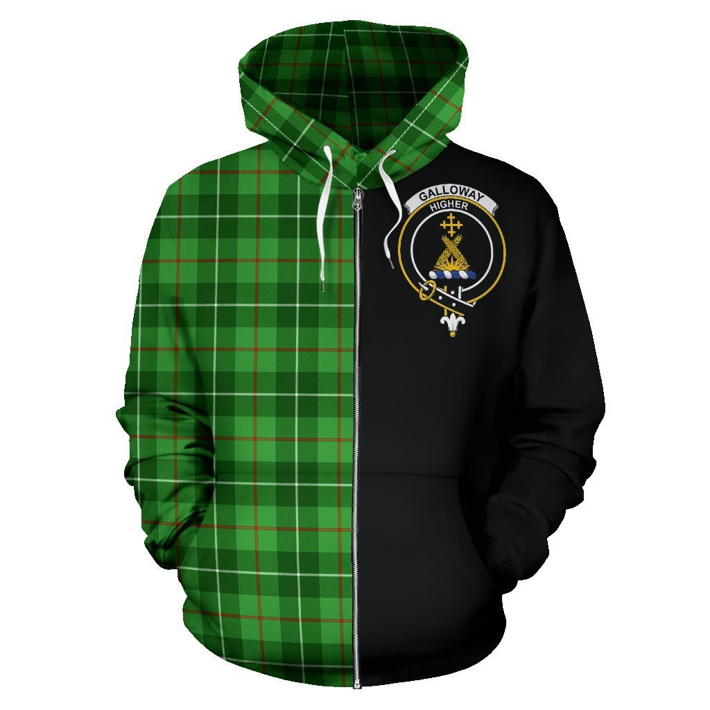 Galloway District Tartan Crest Zipper Hoodie - Half Of Me Style