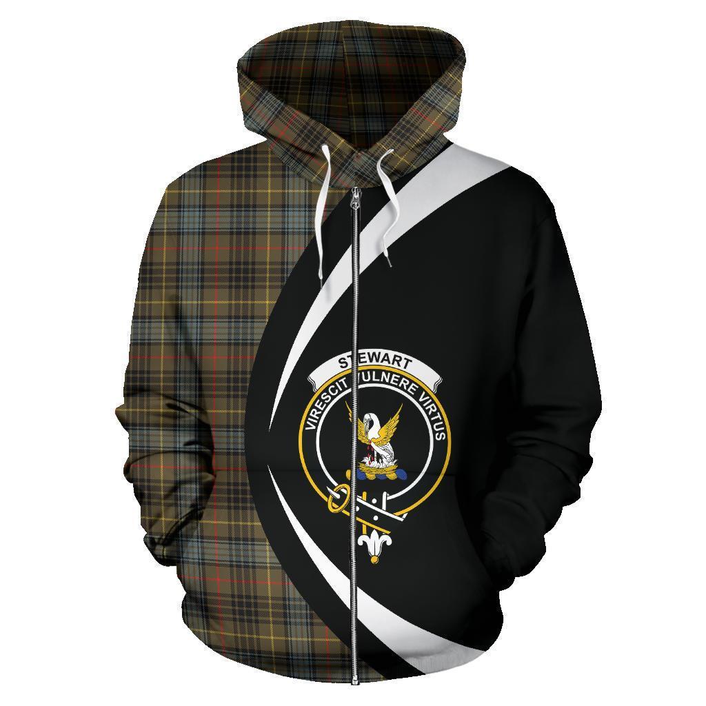 Stewart Hunting Weathered Tartan Crest Zipper Hoodie - Circle Style