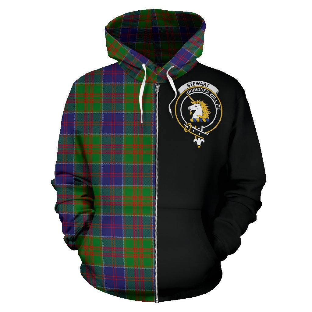 Stewart of Appin Hunting Modern Tartan Crest Zipper Hoodie - Half Of Me Style