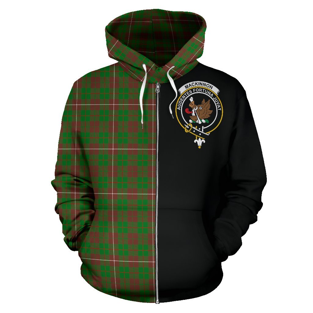 MacKinnon Hunting Modern Tartan Crest Zipper Hoodie - Half Of Me Style