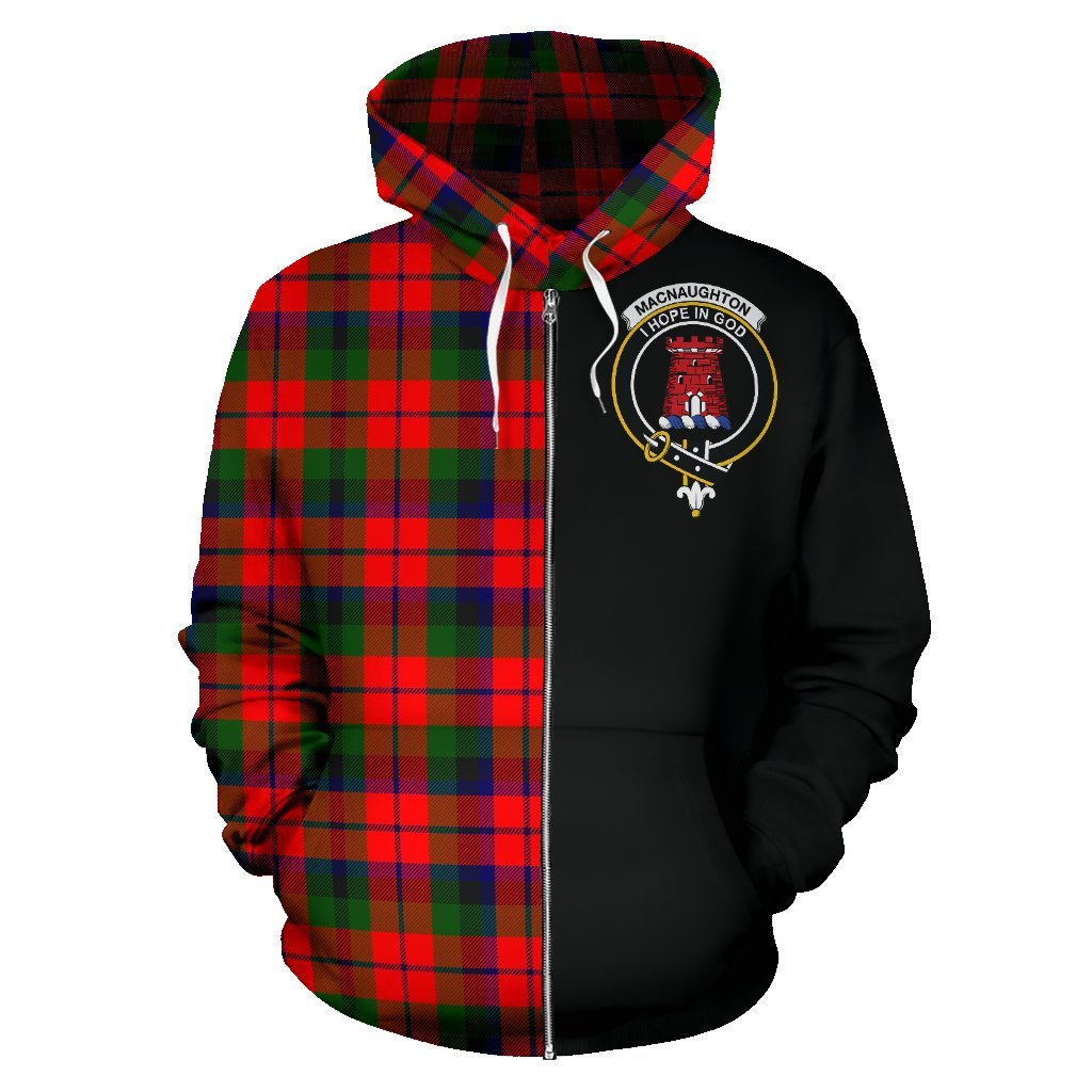 MacNaughton Modern Tartan Crest Zipper Hoodie - Half Of Me Style