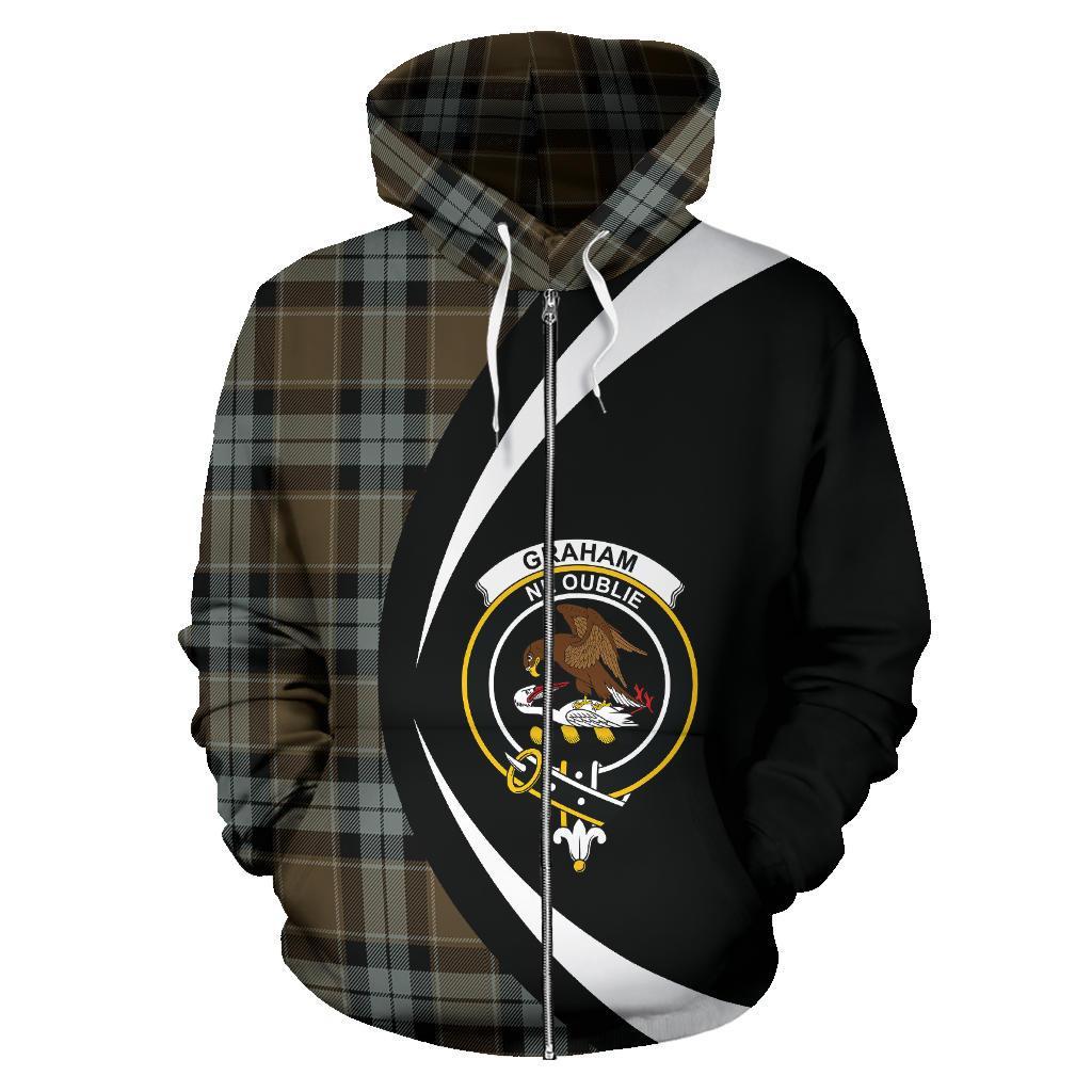 Graham of Menteith Weathered Tartan Crest Zipper Hoodie - Circle Style