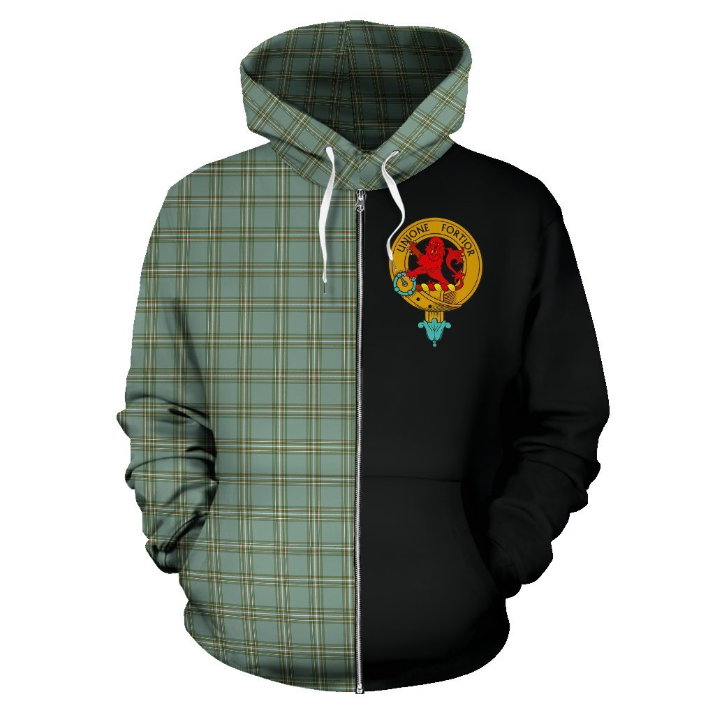 Kelly Tartan Crest Zipper Hoodie - Half Of Me Style