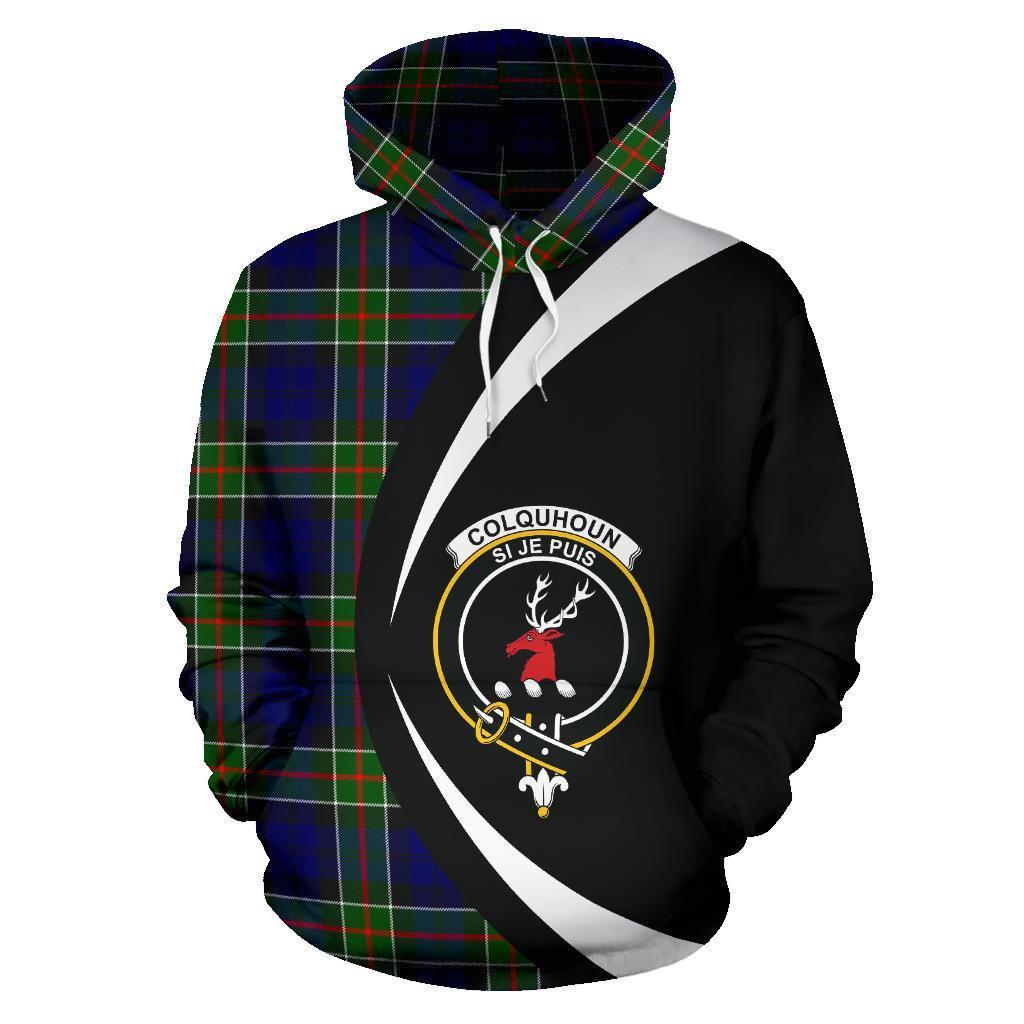 Colquhoun Modern Tartan Crest Hoodie - Circle Style