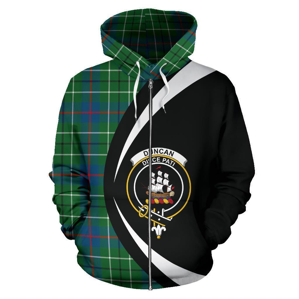 Duncan Ancient Tartan Crest Zipper Hoodie - Circle Style