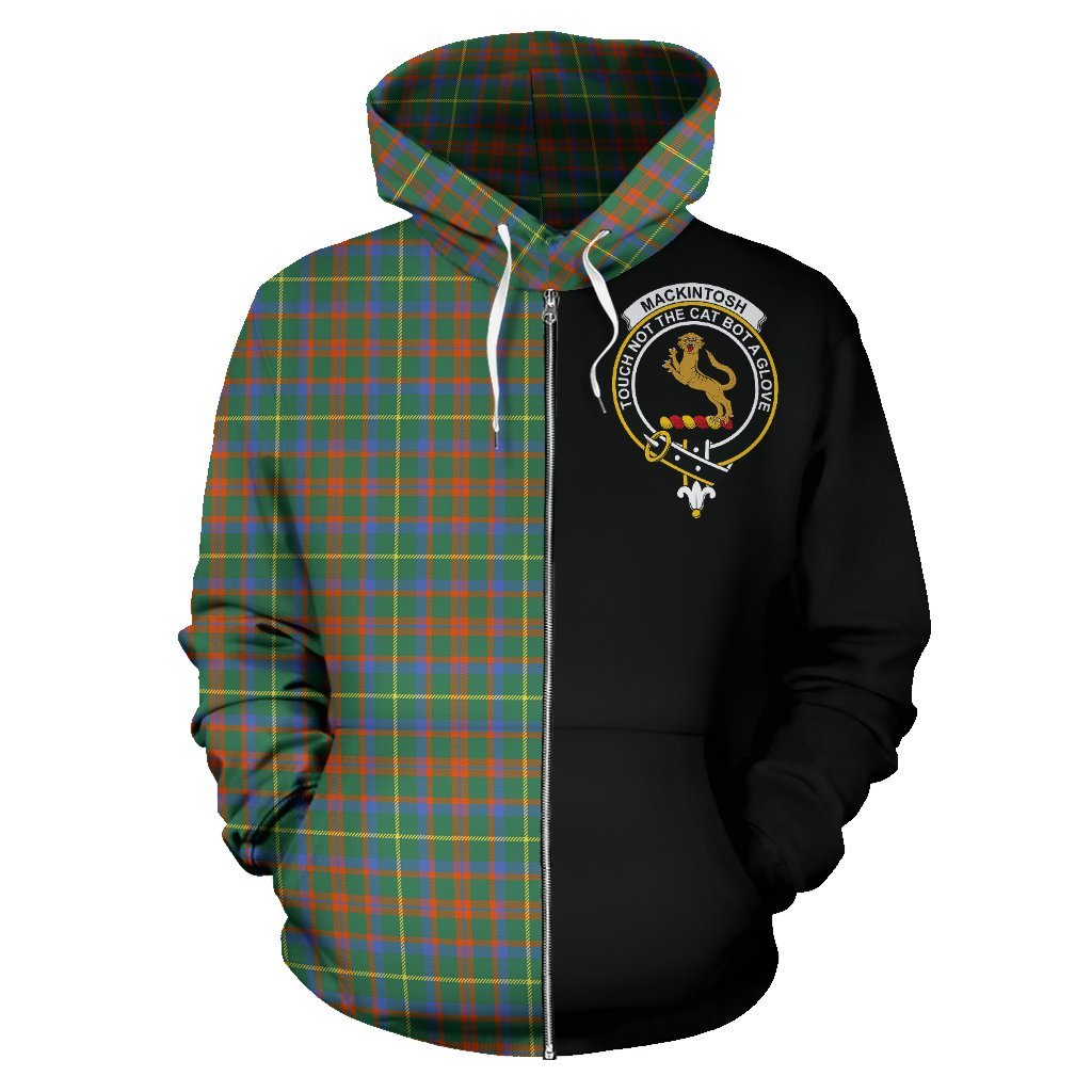 MacKintosh Hunting Ancient Tartan Crest Zipper Hoodie - Half Of Me Style