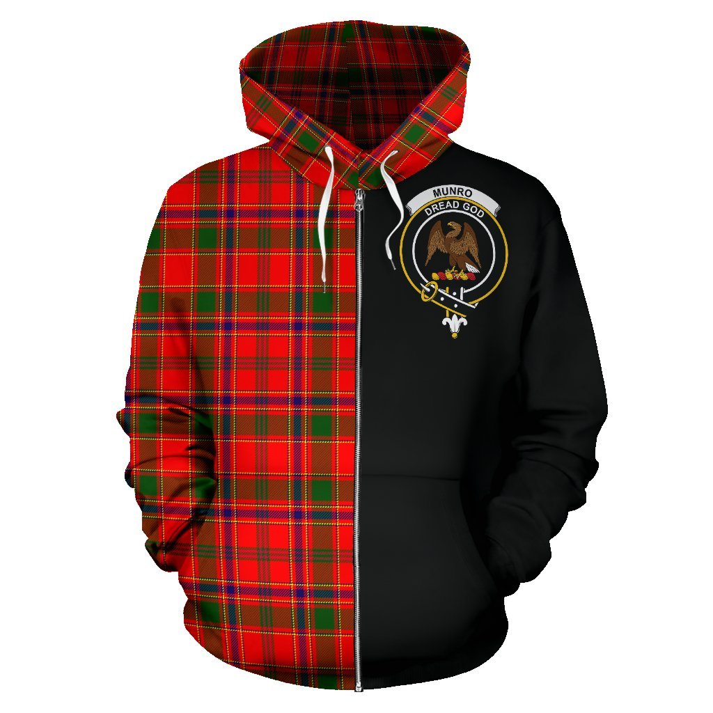 Munro Modern Tartan Crest Zipper Hoodie - Half Of Me Style