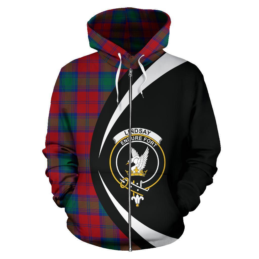 Lindsay Modern Tartan Crest Zipper Hoodie - Circle Style