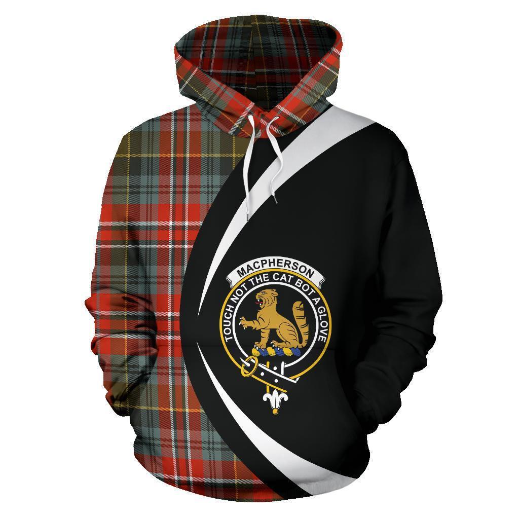 MacPherson Weathered Tartan Crest Hoodie - Circle Style