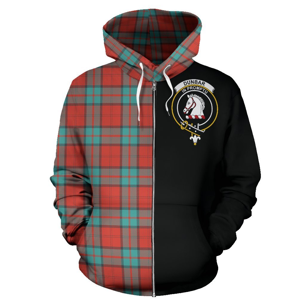 Dunbar Ancient Tartan Crest Zipper Hoodie - Half Of Me Style