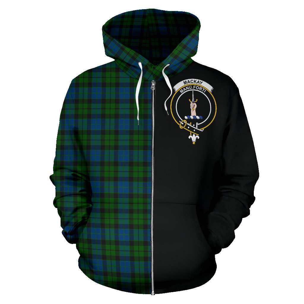 MacKay Modern Tartan Crest Zipper Hoodie - Half Of Me Style