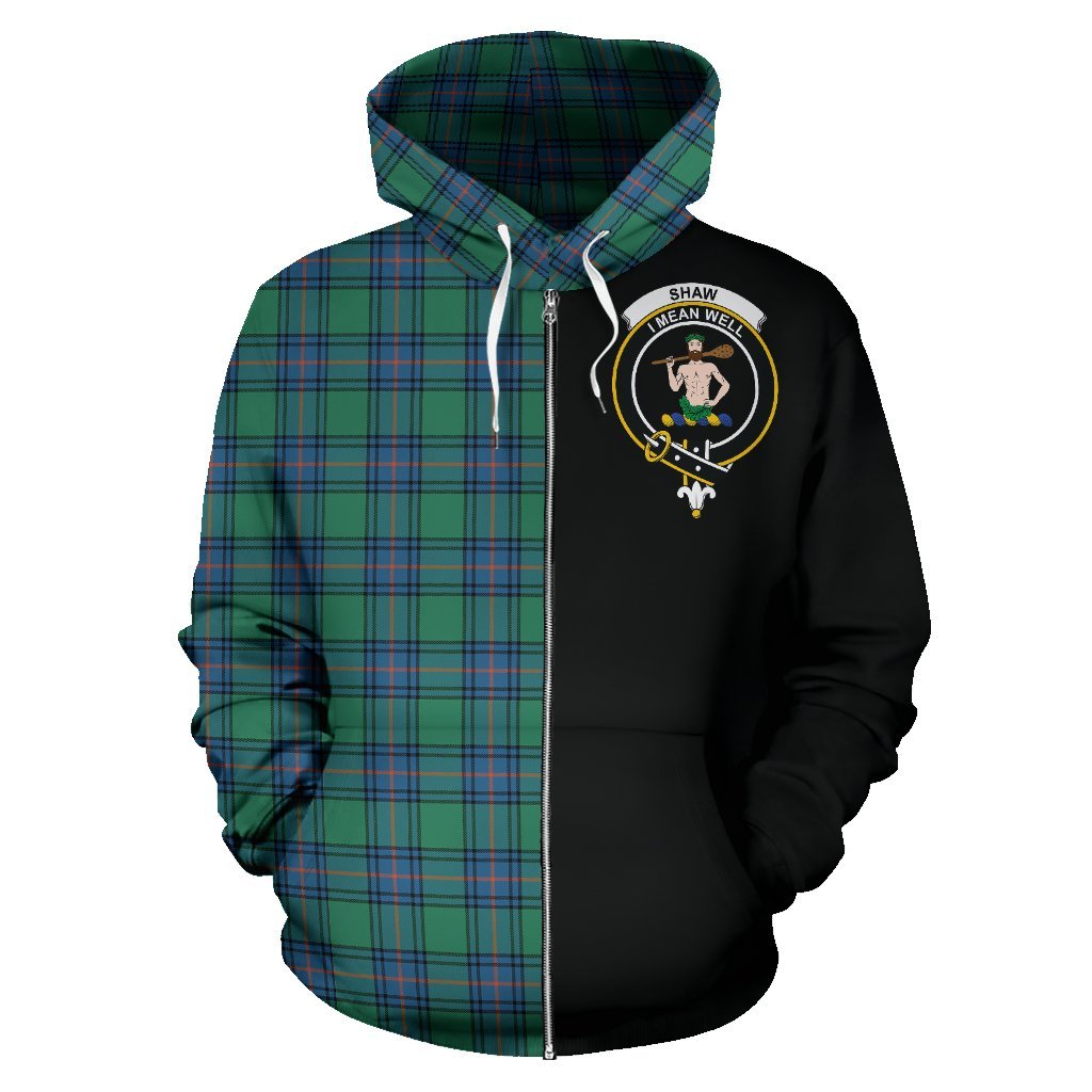 Shaw Ancient Tartan Crest Zipper Hoodie - Half Of Me Style