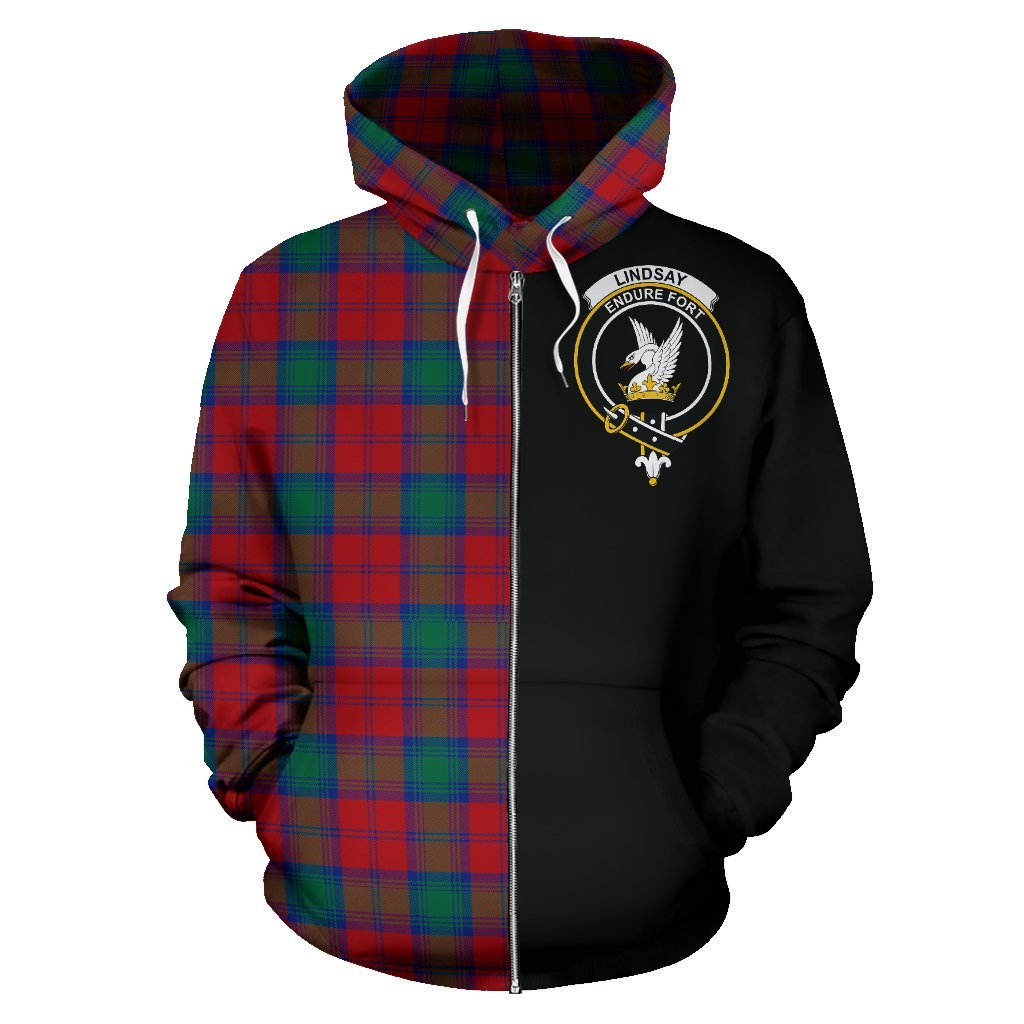 Lindsay Modern Tartan Crest Zipper Hoodie - Half Of Me Style